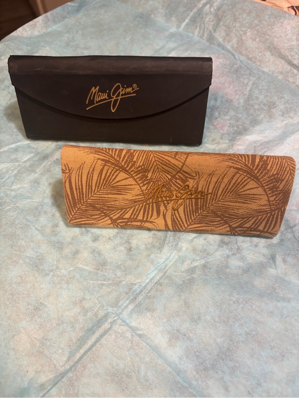 2 Maui Jim Sunglass Cases Brown Palm-Print & Black